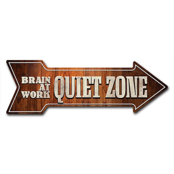Quiet Zone Brain At Work Arrow Decal Funny Home Decor 24in Wide